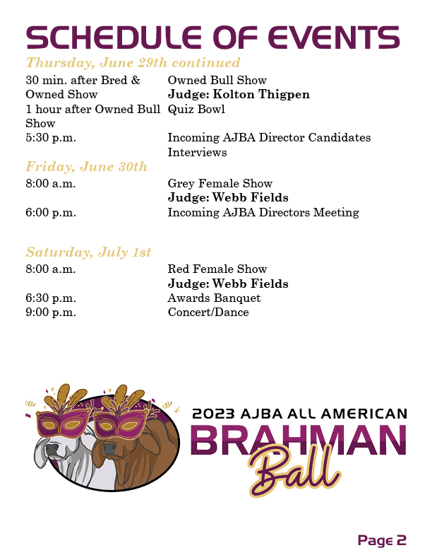 2023 All American Schedule of Events2